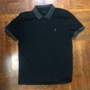 All Saints Black and Grey Men’s Polo